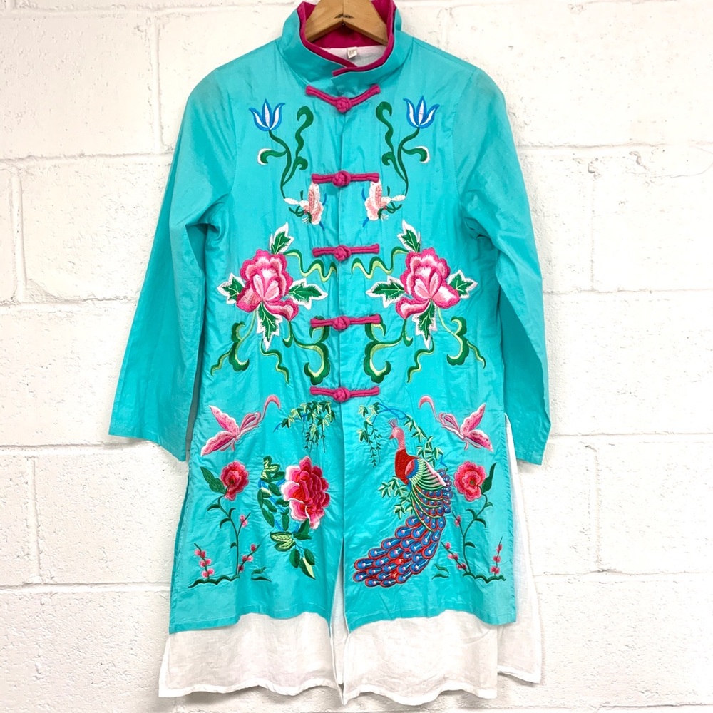 Embroidered cotton kimono duster  B3